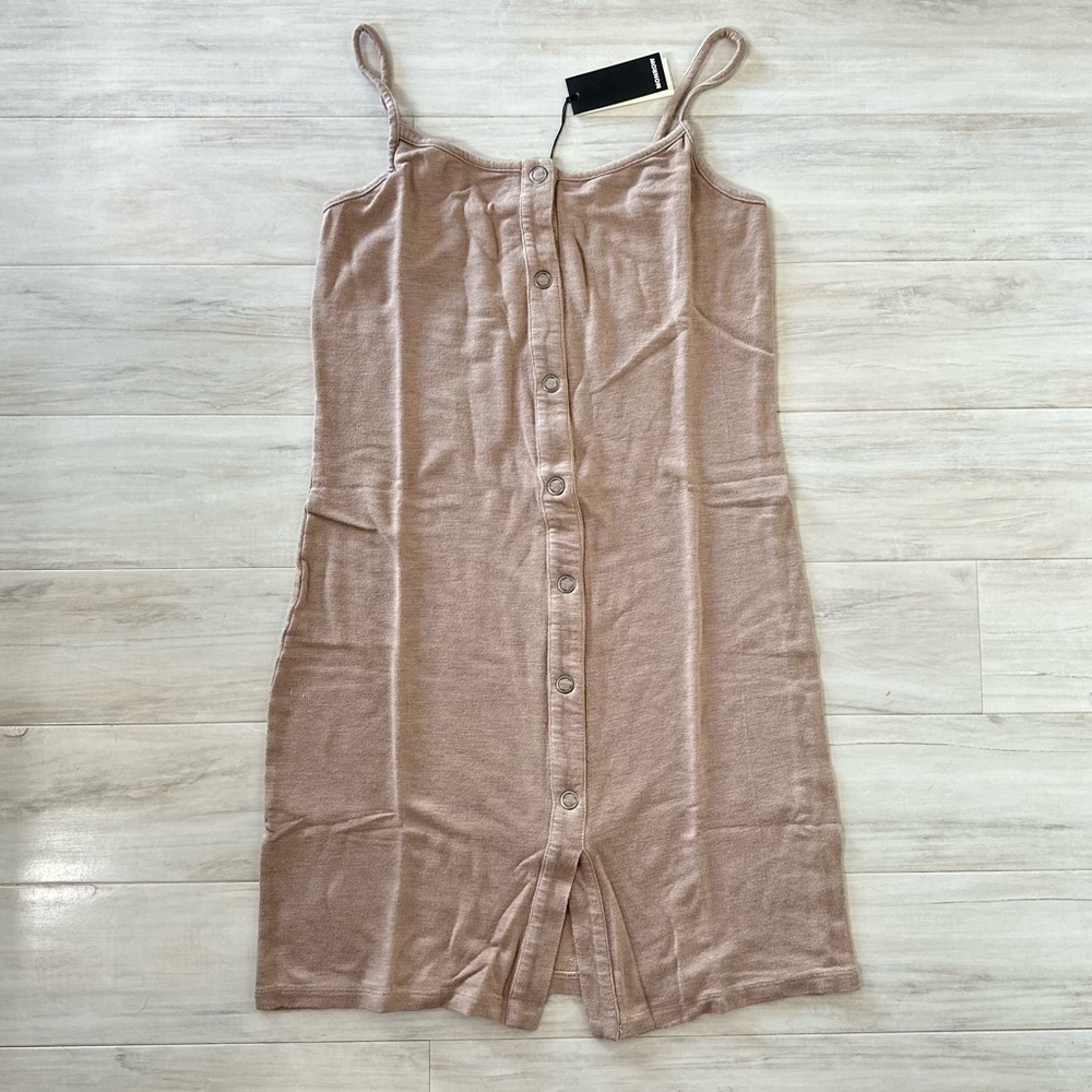 NWT Monrow Front Snap-button Spaghetti Straps Sweater Dress